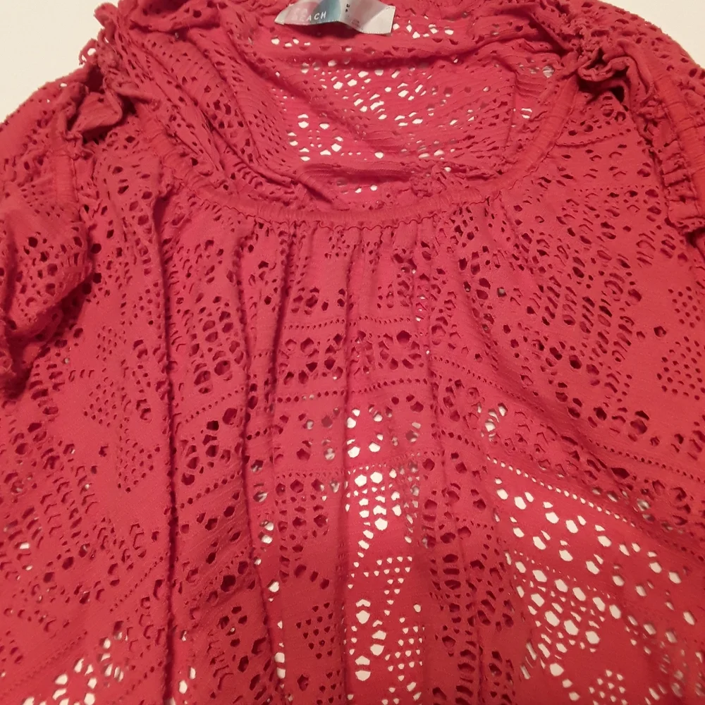 FREE PEOPLE Beach Free to Be Eyelet Coral Top S
